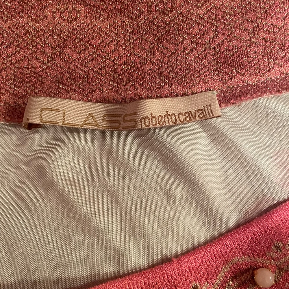 Roberto Cavalli Pink and Cream Floral Top